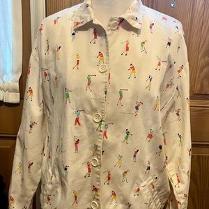 Rare Ken Done Vintage Golf Theme Jacket Art And Design Australia Size 14 LG